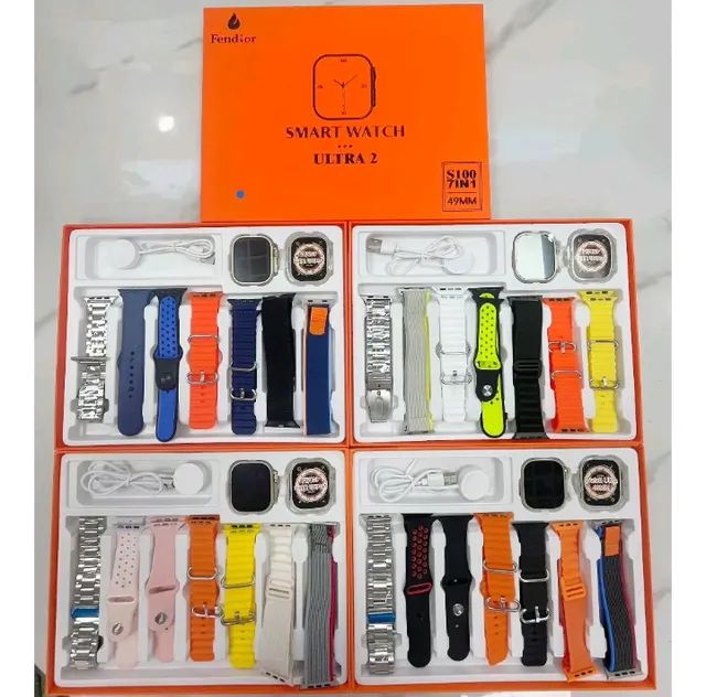 Relógio smartwatch com 7 pulseiras e Case