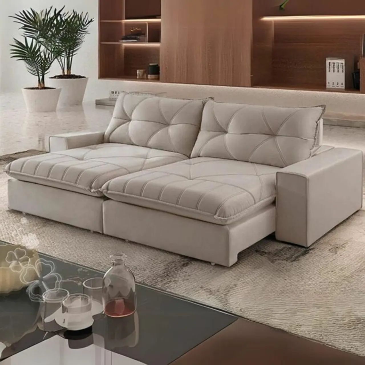 Sofá Retrátil e Reclinável Stella 2,50m Molas Ensacadas tt443 - Foto 3