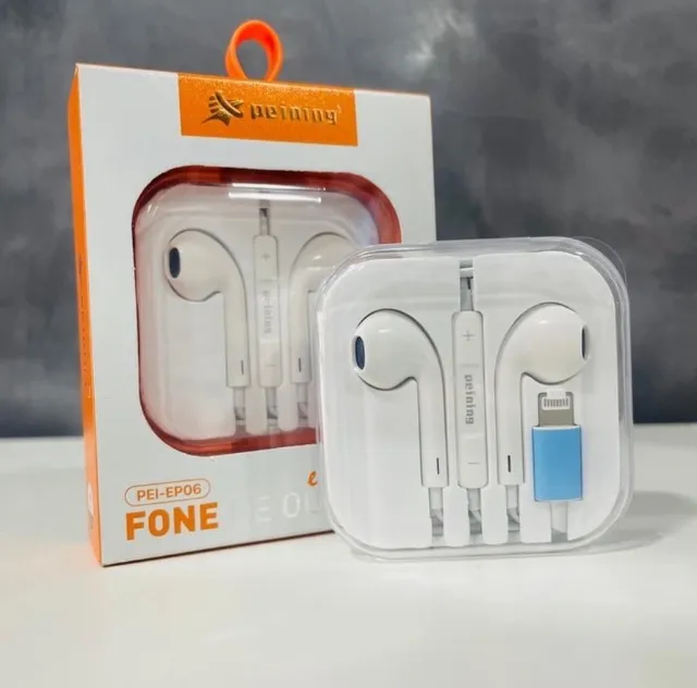 Fone de ouvido com fio para iPhone Entrada Lightning - Entrega Grátis