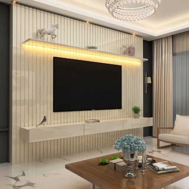 sala painel ripado de 230 cm com led  - Foto 5
