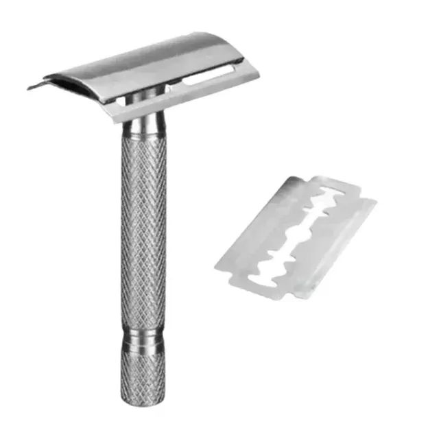 Barbeador navalha metal Cabeça Flexível E Lâmina Cabo Desmontável barba e cabelo - Foto 4