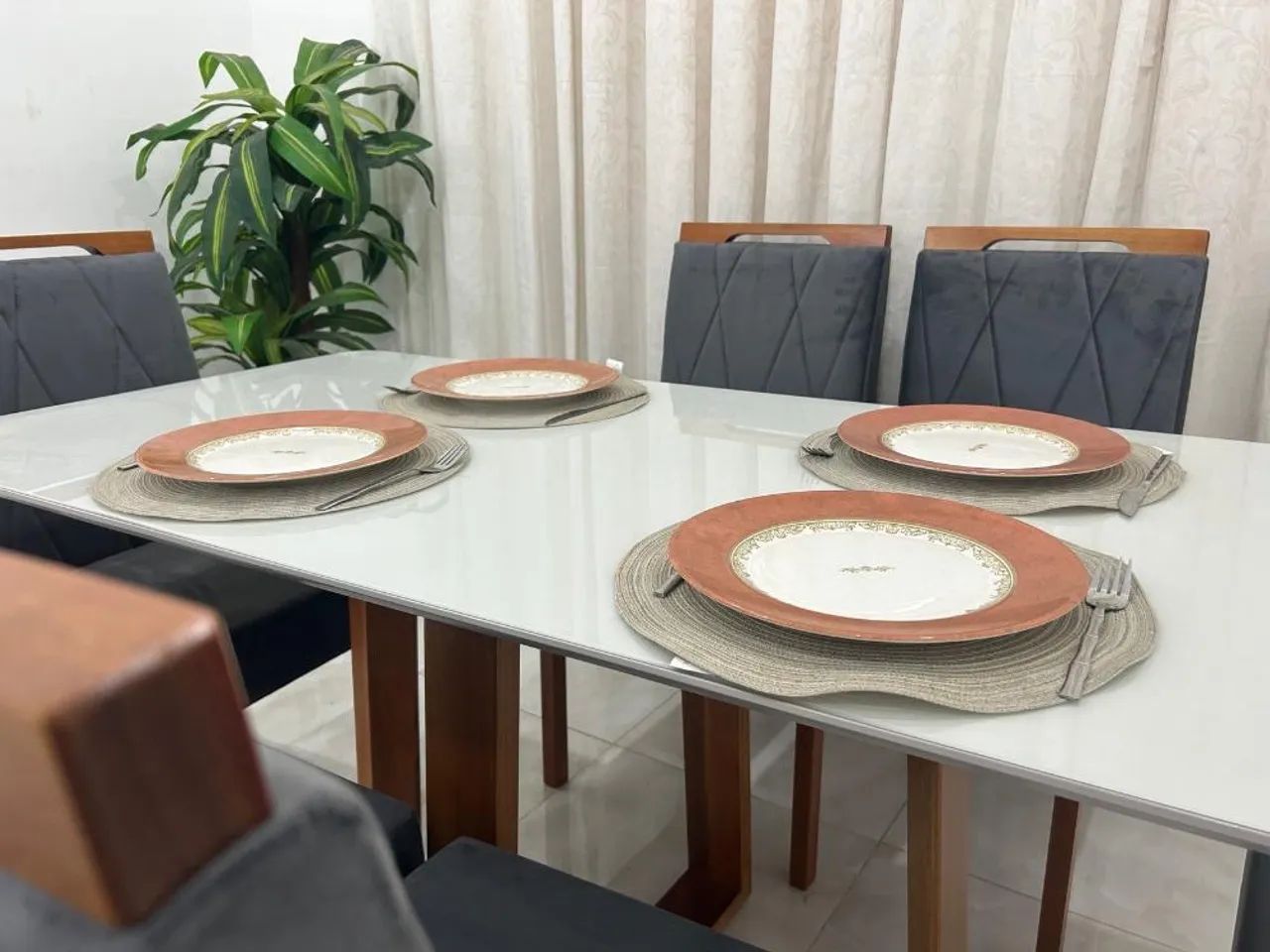 Mesa de Jantar  1.60×0.80 Com 6 Cadeiras Isadora l65 - Foto 3