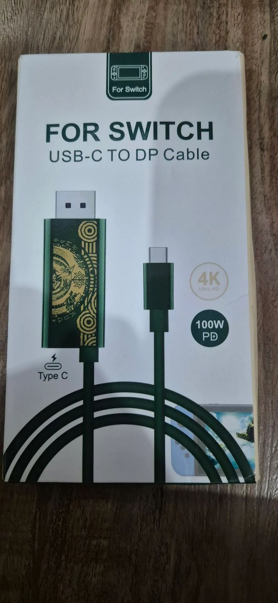 Cabo USB-C para DP 4K 100W PD para Nintendo Switch