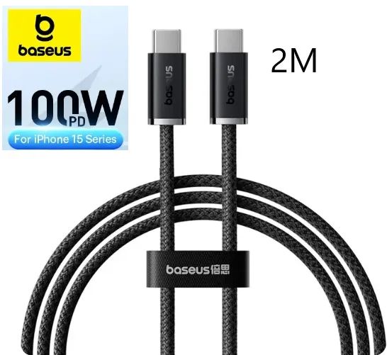 Cabo Baseus 100W Usb-c pra Usb-c Iphone 16 15, Samsung, etc Lacrado