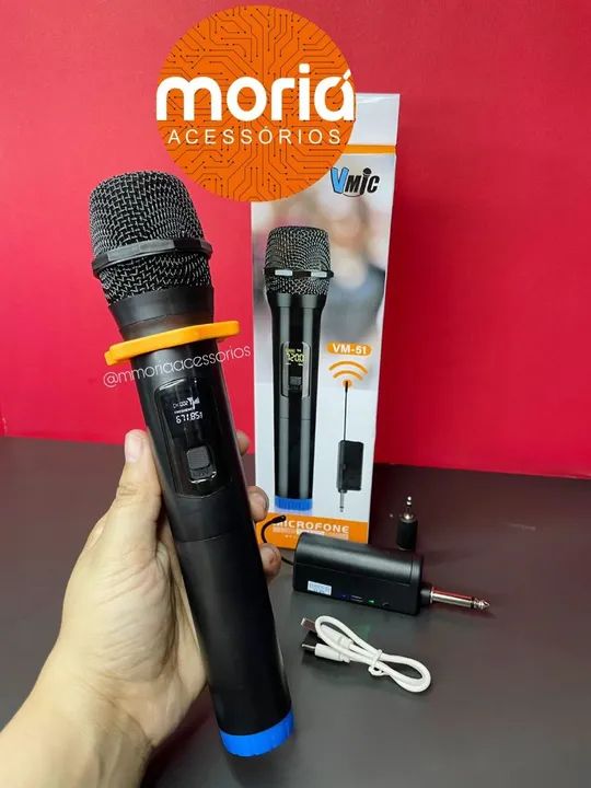 Microfone Sem Fio Wireless com Receptor Recarregável Dinâmico Display Digital  - Foto 6