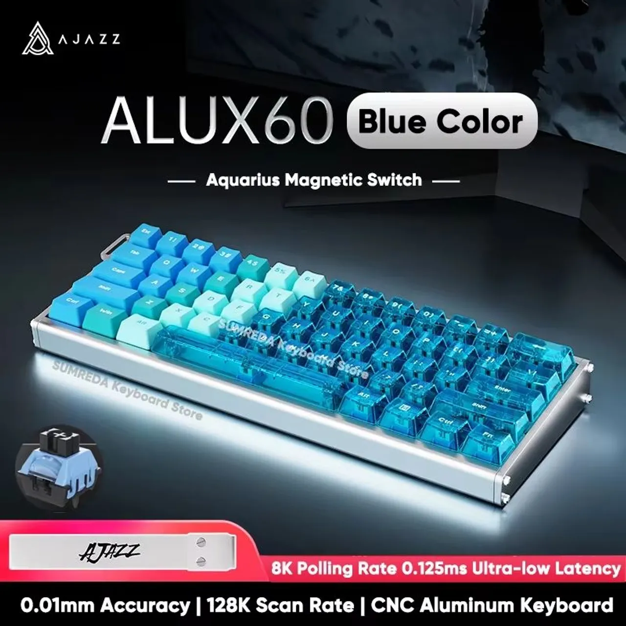 Teclado MAGNÉTICO AJAZZ ALUX60 Aqua Blue | NOVO LACRADO*
