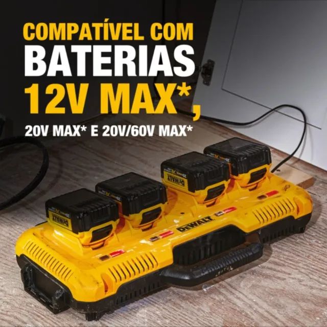 Multicarregador Rápido 12V 20V Max* com 4 Entradas 220V Toughsystem Dewalt DCB104-B2 - Foto 6