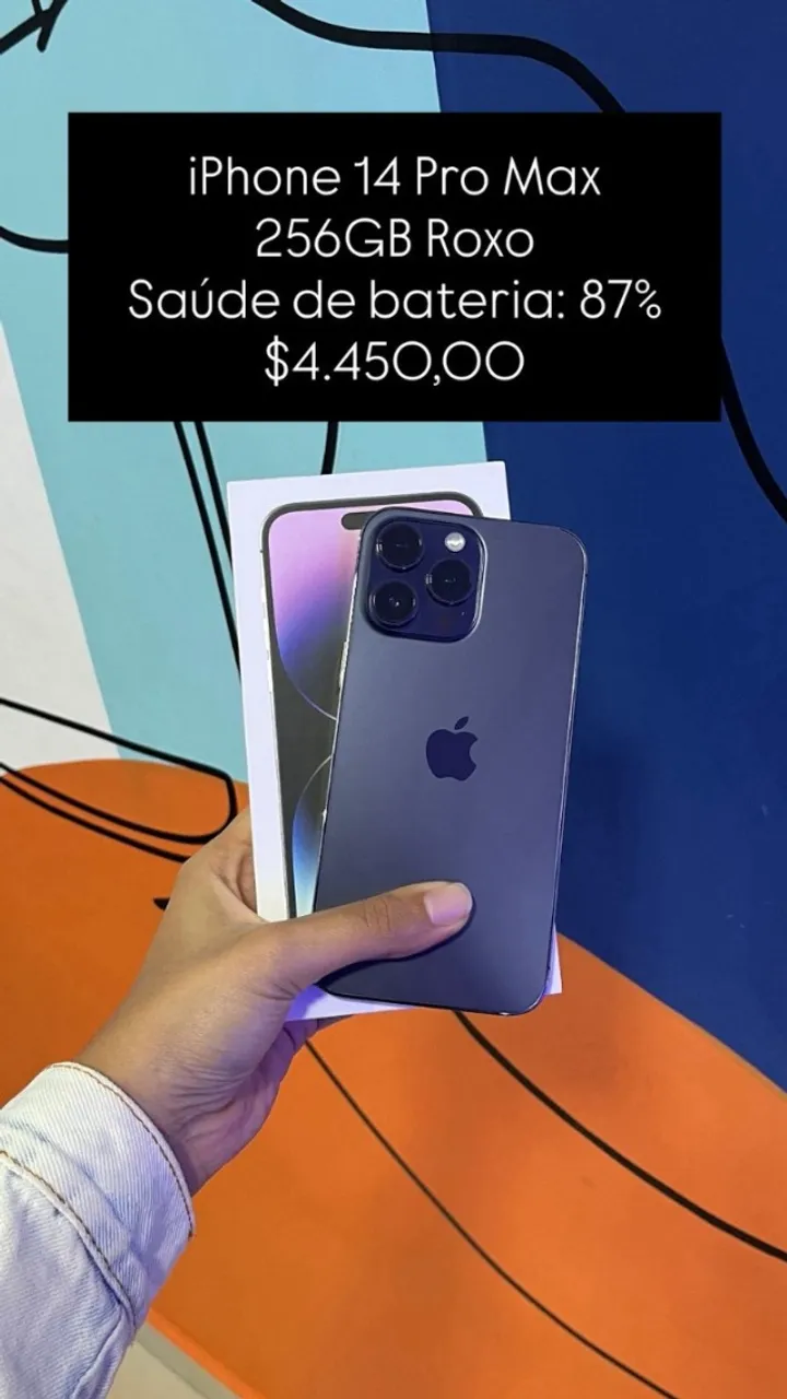 IPhone 14 Pro Max 256GB Preto Saúde de bateria 89% R$ 4.700,00