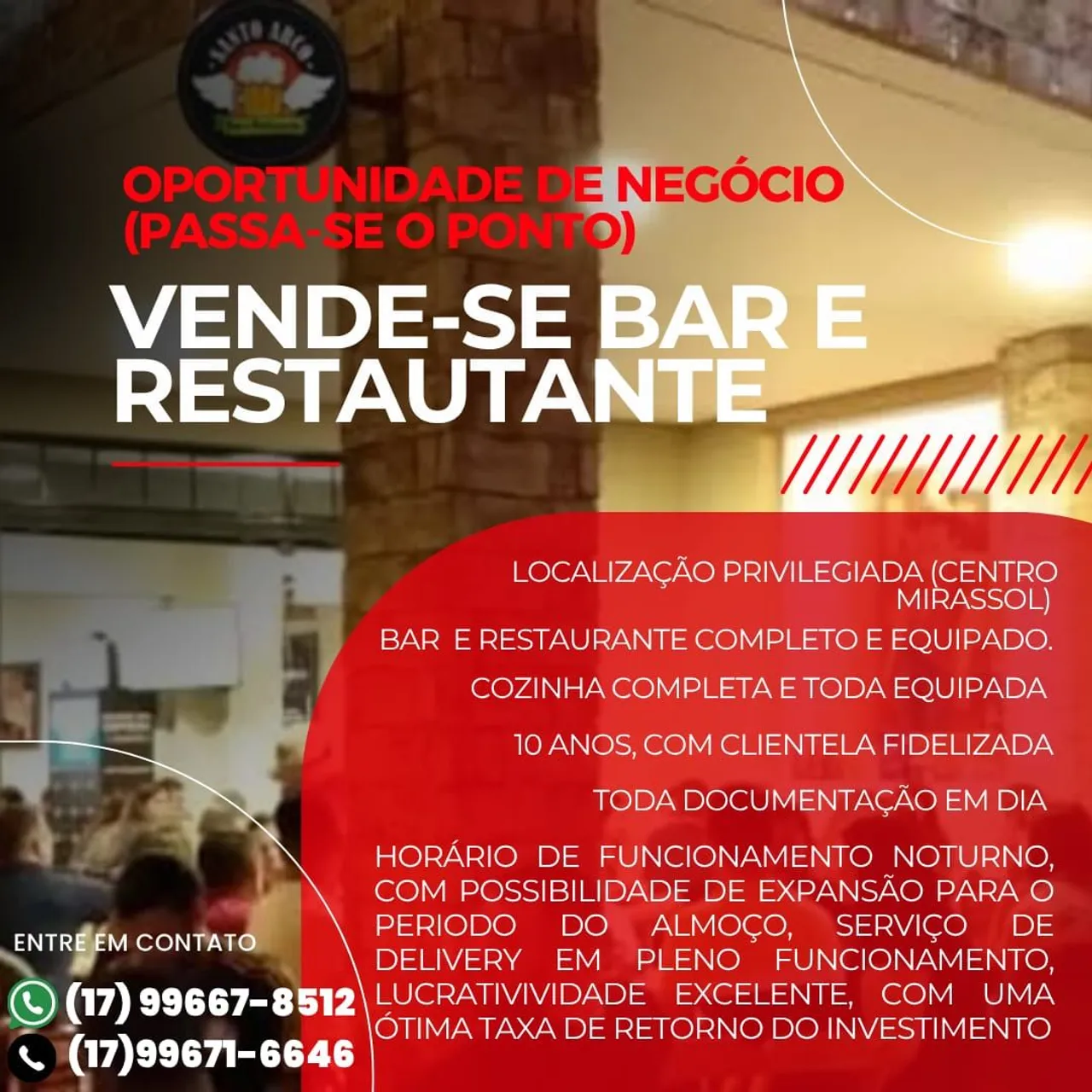 Vendo Bar e Restaurante em Mirassol