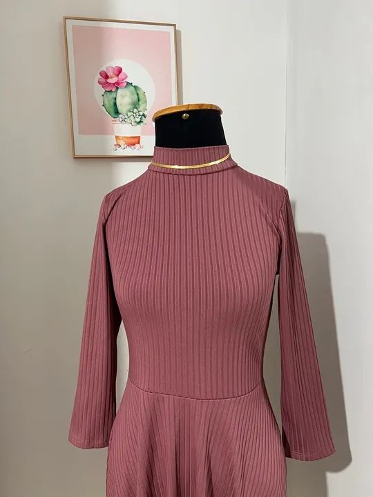 Vestido canelado rosa antigo - novo - Foto 2