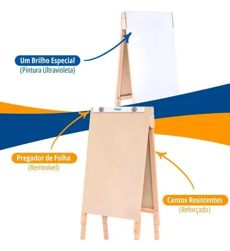 Quadro Branco/Lousa Cavalete com Cantos Reforçados