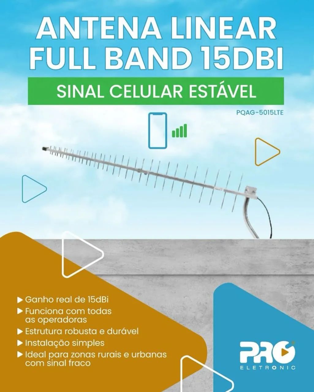 Antena Linear Full Band 15dBi - Sinal Celular Estável