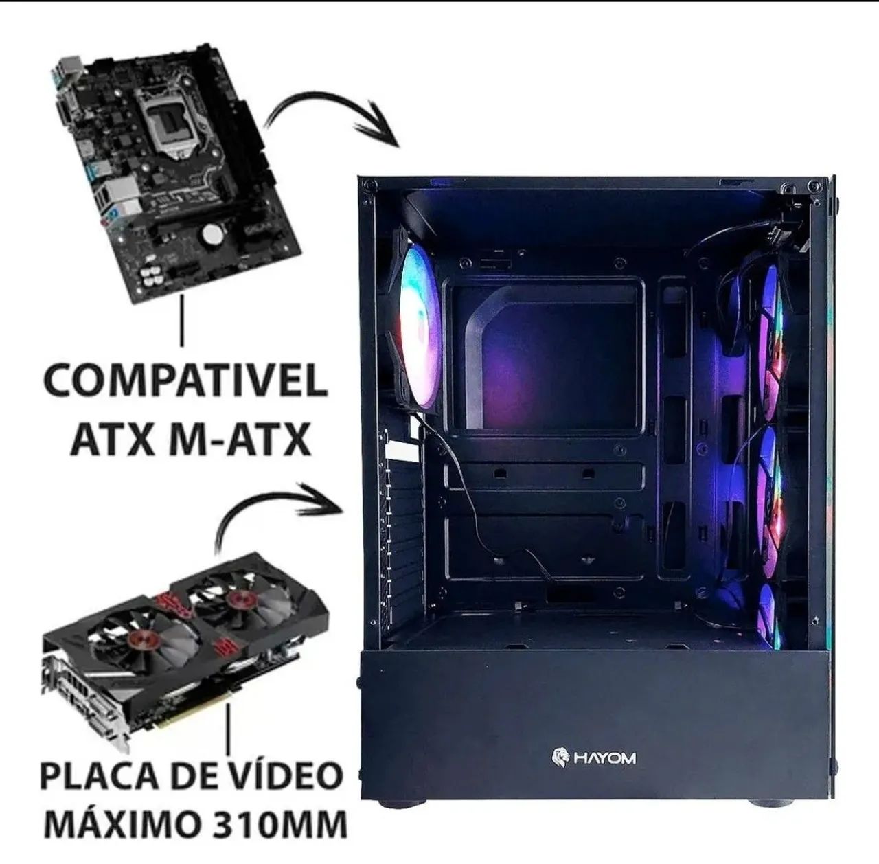 Gabinete Gamer Gb1749 Hayom Com 4 Fans Mid Tower - Foto 3