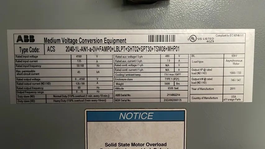 Inversor de média tensão ABB ACS2040 - 4160V - 1MVA - Foto 4