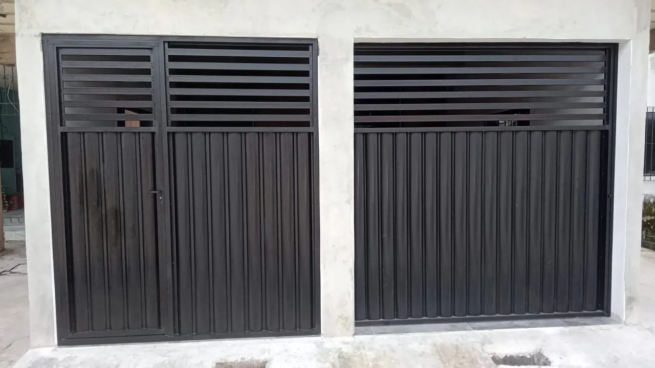 PORTÕES P GARAGEM PORTAS JANELAS EM ALUMÍNIO FOSCO BRANCO PRETO.