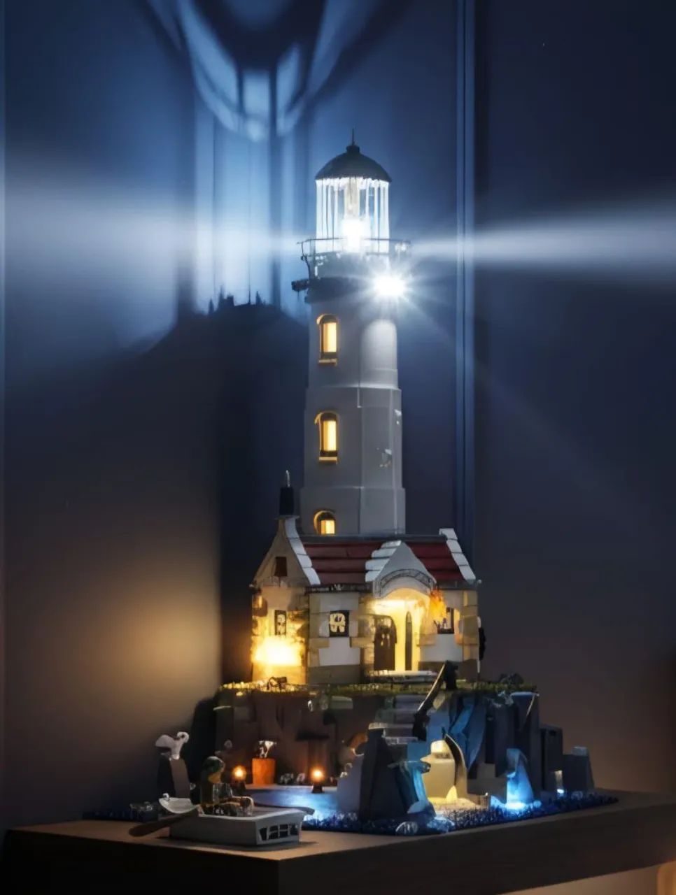 BLOCOS DE MONTAR FAROL COM MOTORIZAÇÃO E ILUMINAÇÃO DE LED C/ 2065 PEÇAS MARCA MEGA (2135) - Foto 4