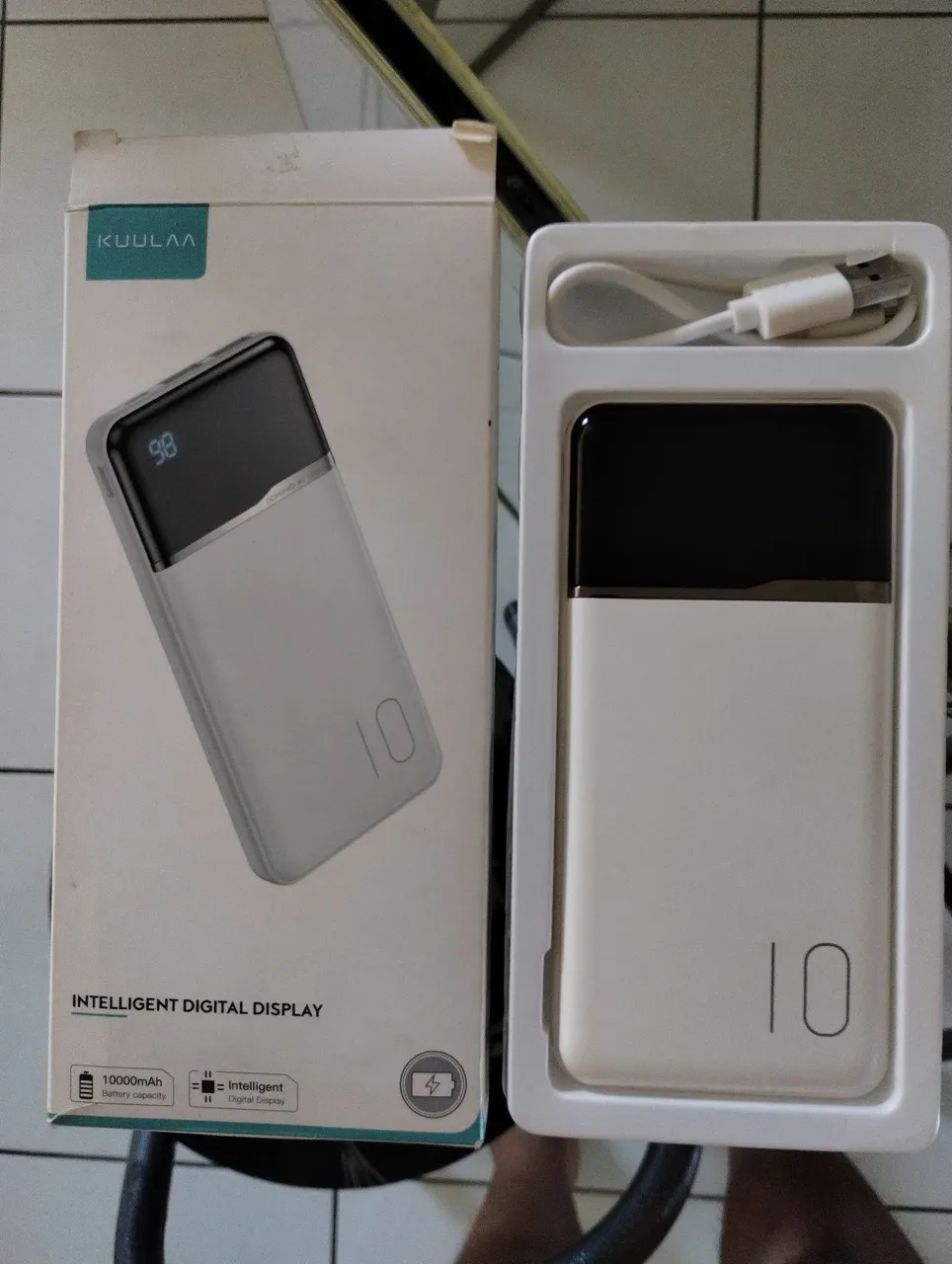 Power Bank Kuulaa 10000mAh com Display Digital - Novo!