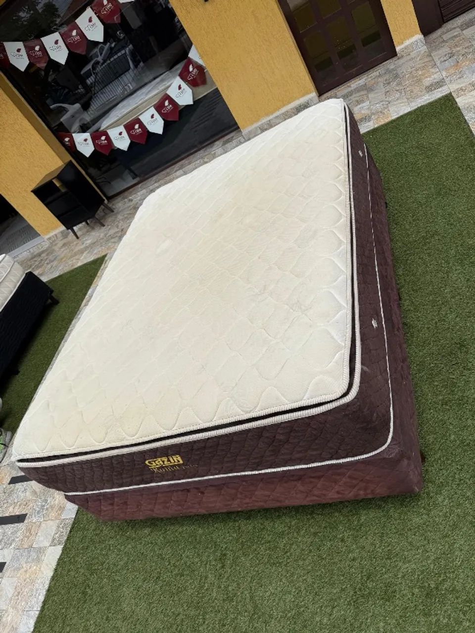 Cama box CASAL GAZIN USADA BASE + COLCHÃO - Entrego!  - Foto 4