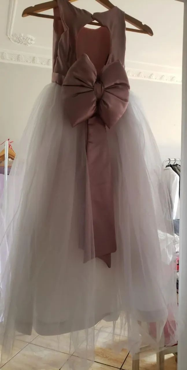 Vestido de festa infantil rosa e branco - Foto 2