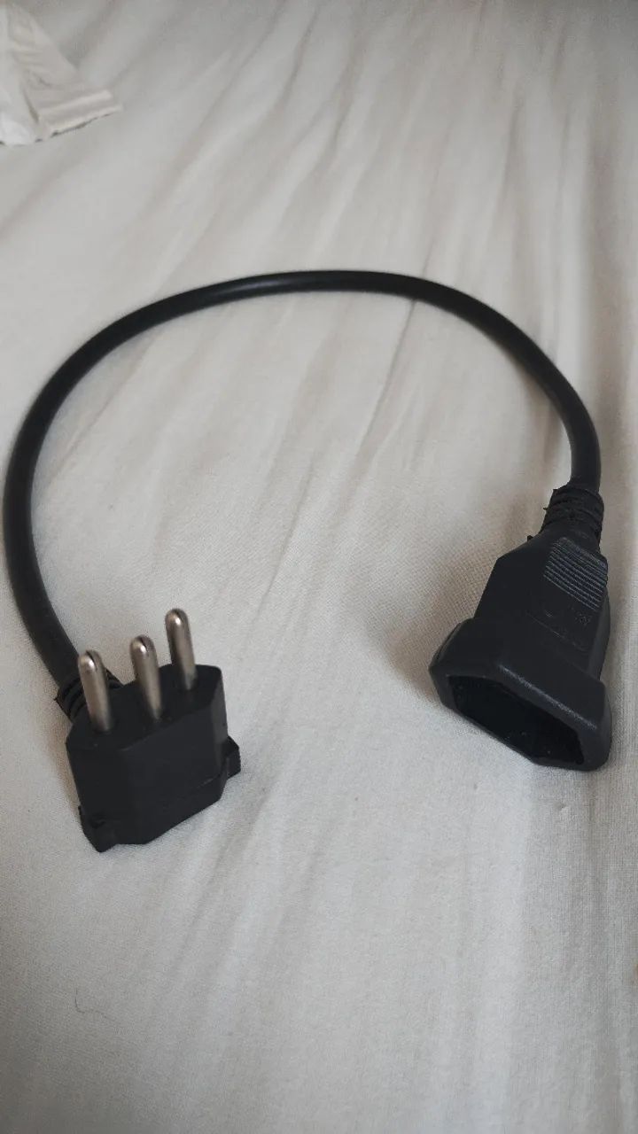 Extensão Cordão Prolongador 3 Pinos 20a 90 Graus 50 Cm Preto