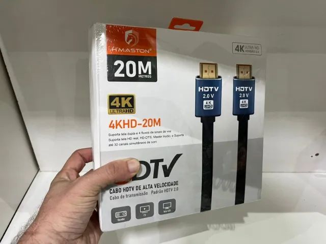 Cabo Hdmi 20 Metros 4k Hdtv 2.0 Alta Velocidade Hmaston Loja Coimbra Computadores Entrega - Foto 2