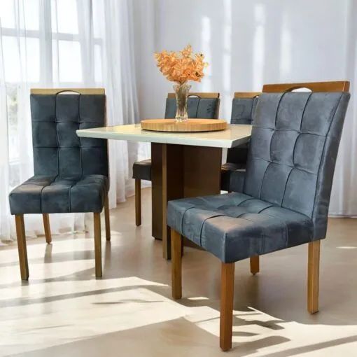 Conjunto Mesa de Jantar com 4 Cadeiras Elegantes em madeira!! 526tt6 - Foto 3