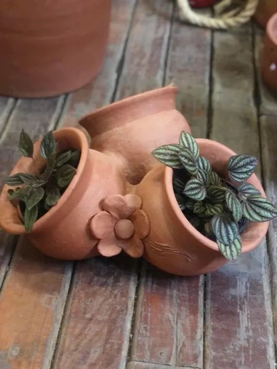 Floreira com três vasos de barro  - Foto 4