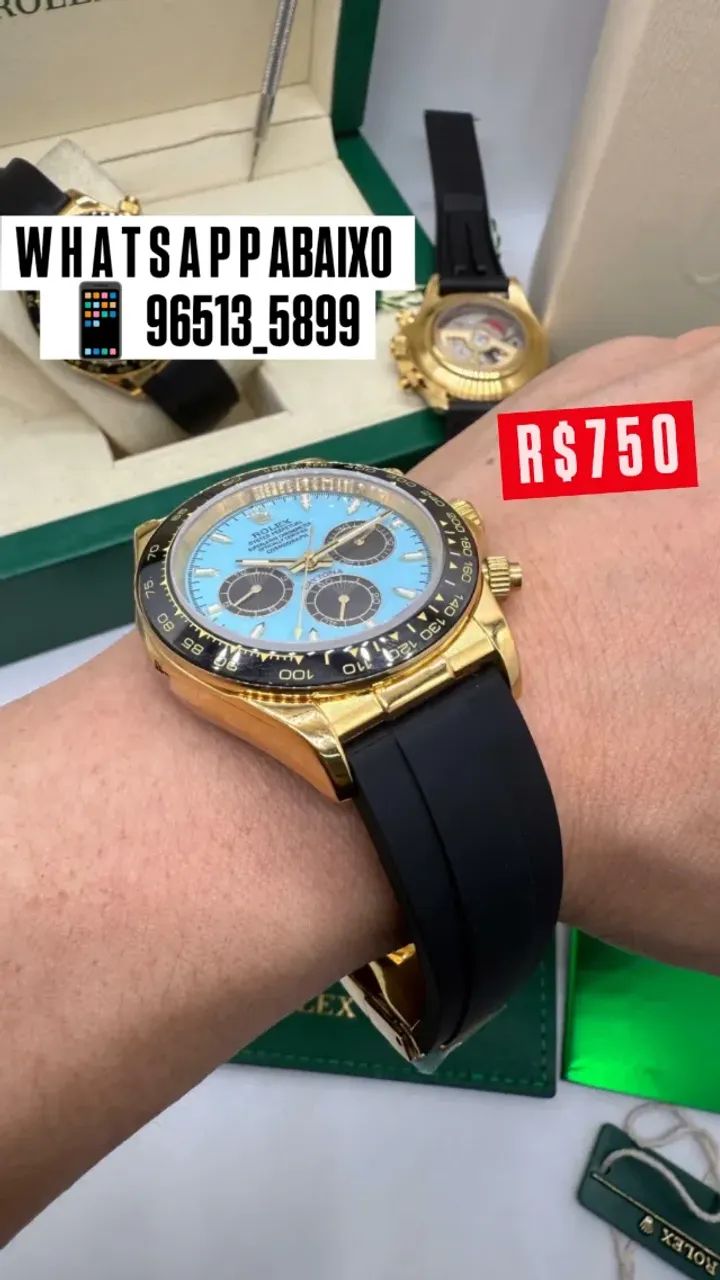 Relógio DAYTONA DOURADO COM FUNDO AZUL TIFANNY