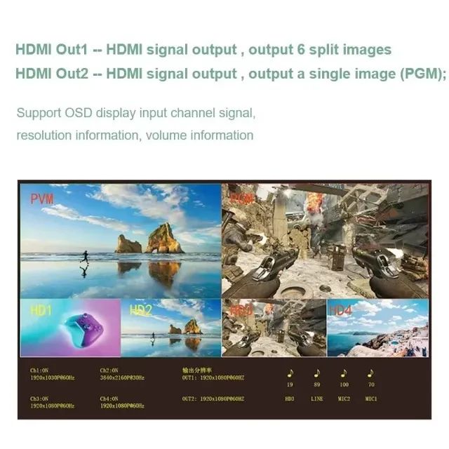 Mesa  4 canais hdmi de vídeo switcher captura de vídeo 1080p60 streaming - Foto 5