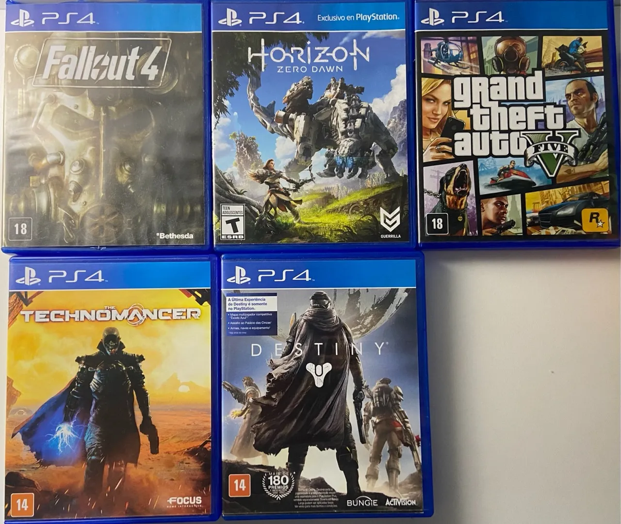 Jogos de PS4 - Fallout 4, Horizon Zero Dawn, GTA V, Technomancer e Destiny