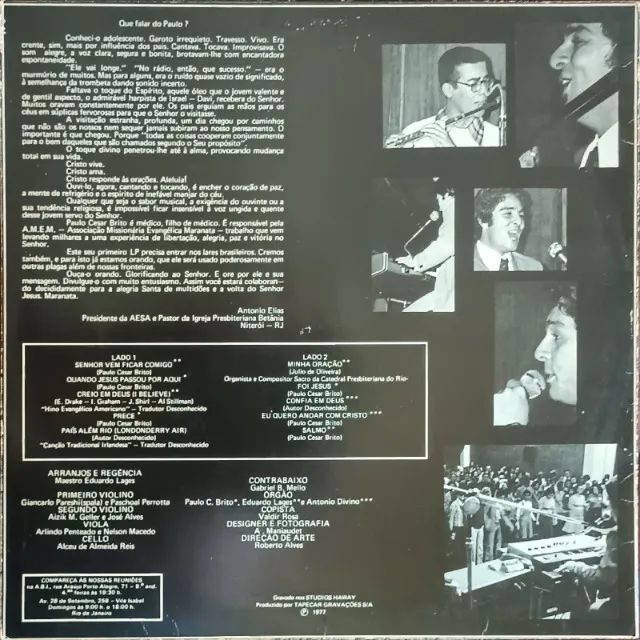 Lp Vinil Gospel Evangélico - Paulo César Brito - Senhor, Vem Ficar Comigo - com encarte - Foto 2