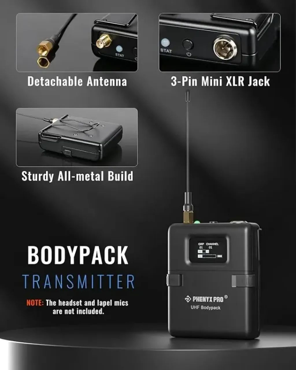 PWB-12 | Transmissor Uhf Sem Fio Bodypack PTU 1U/2U Phenyx Pro  - Foto 2