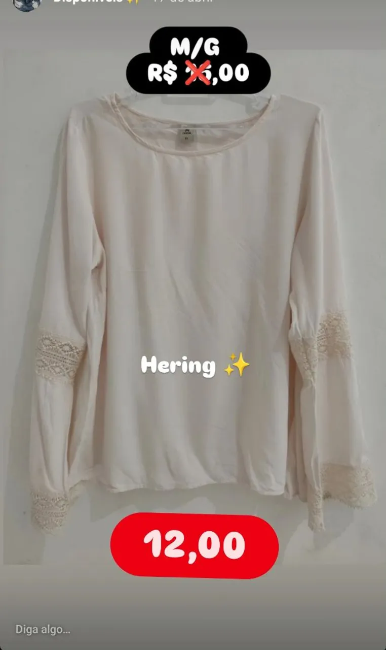 Blusa Hering, detalhes em Boho off-white