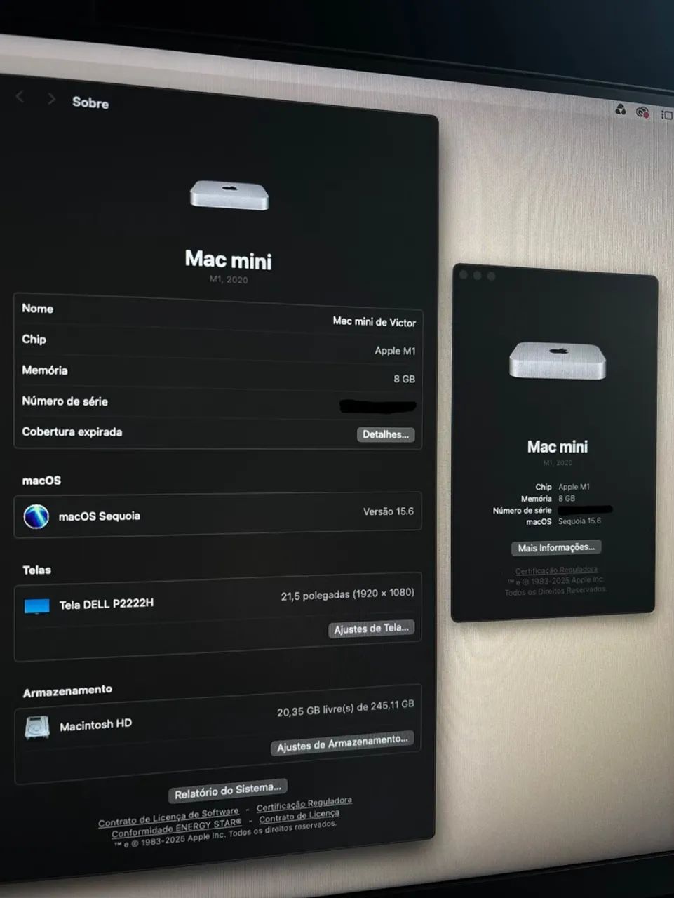 Mac Mini M1 2020 8GB RAM 256GB SSD + Magic Mouse 2 e Magic Keyboard 2 - Foto 5