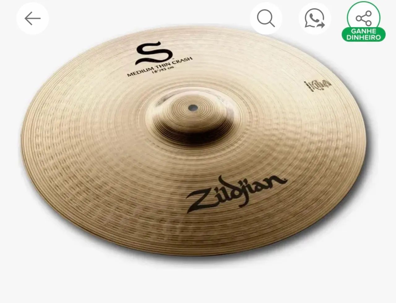Kit Pratos crash bateria zildjian Série S - 16 e 18 polegadas 