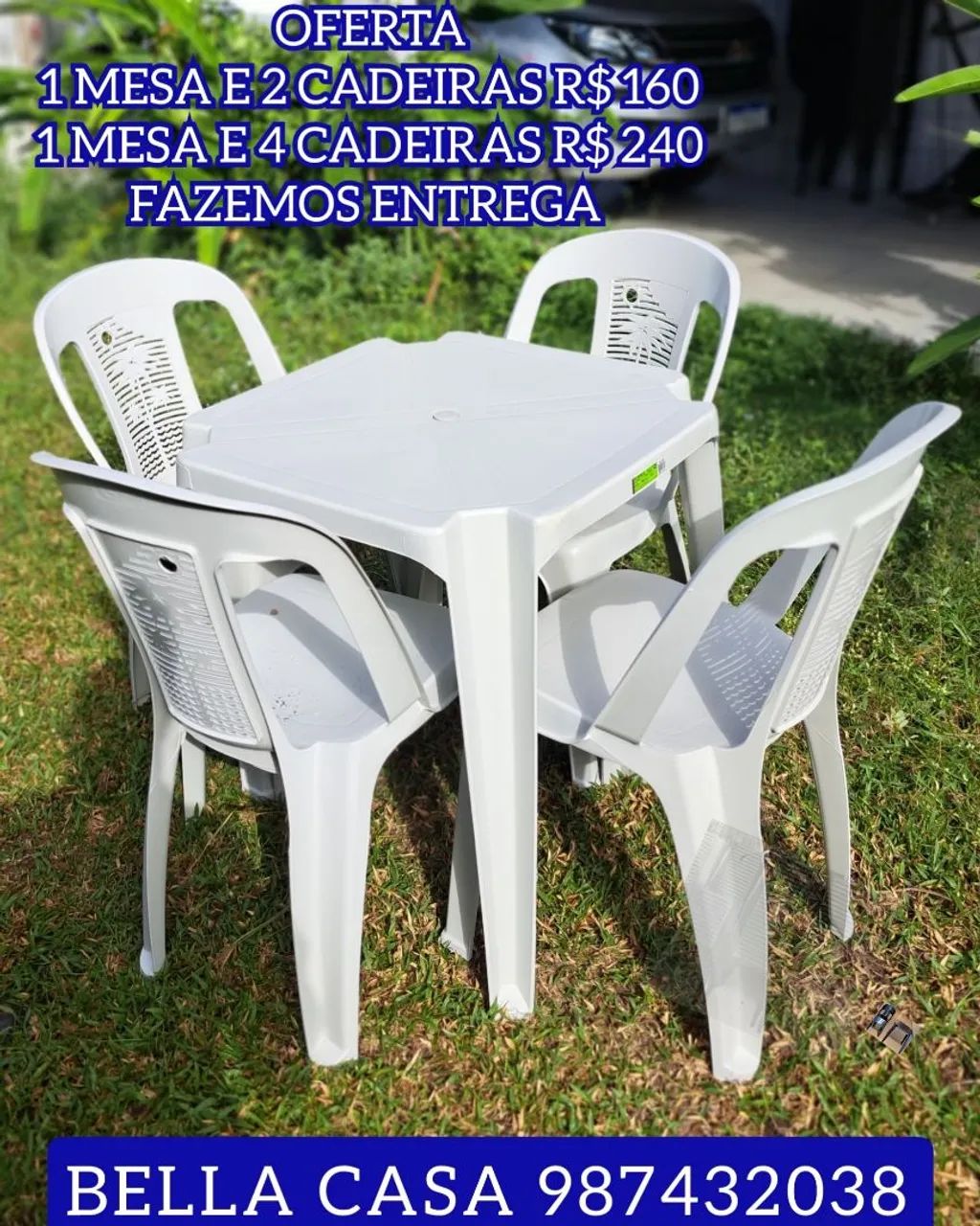 MESA MAIS CADEIRA DE PLASTICO JF SU SUPER BT BARATO