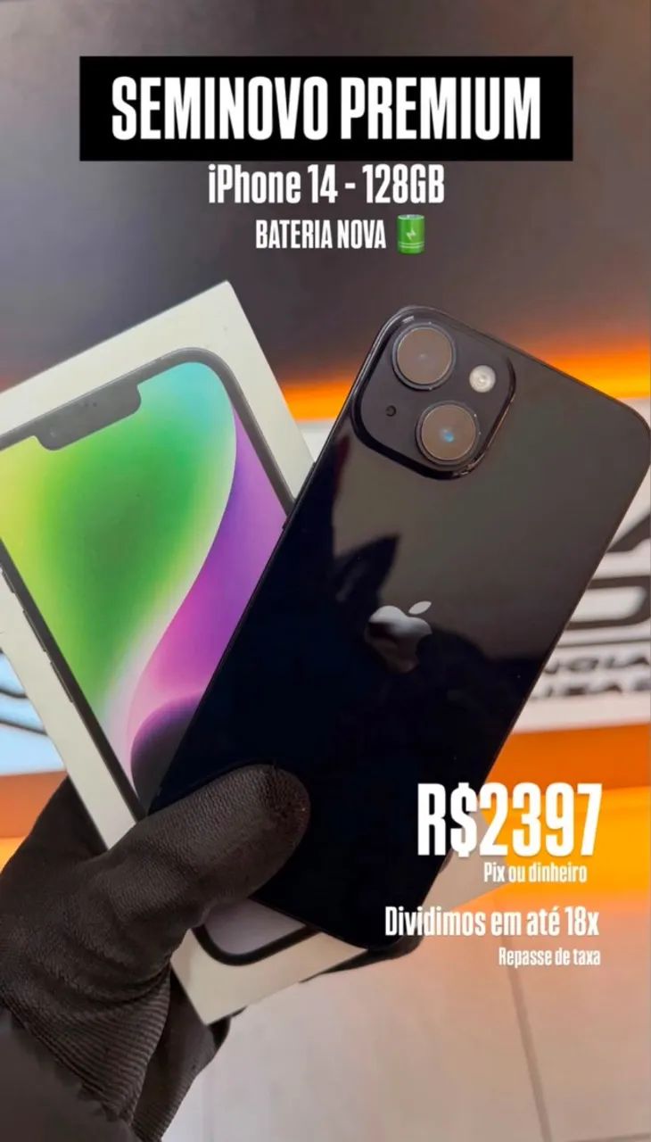 iPhone 14 - 128GB - Saúde de bateria 100%