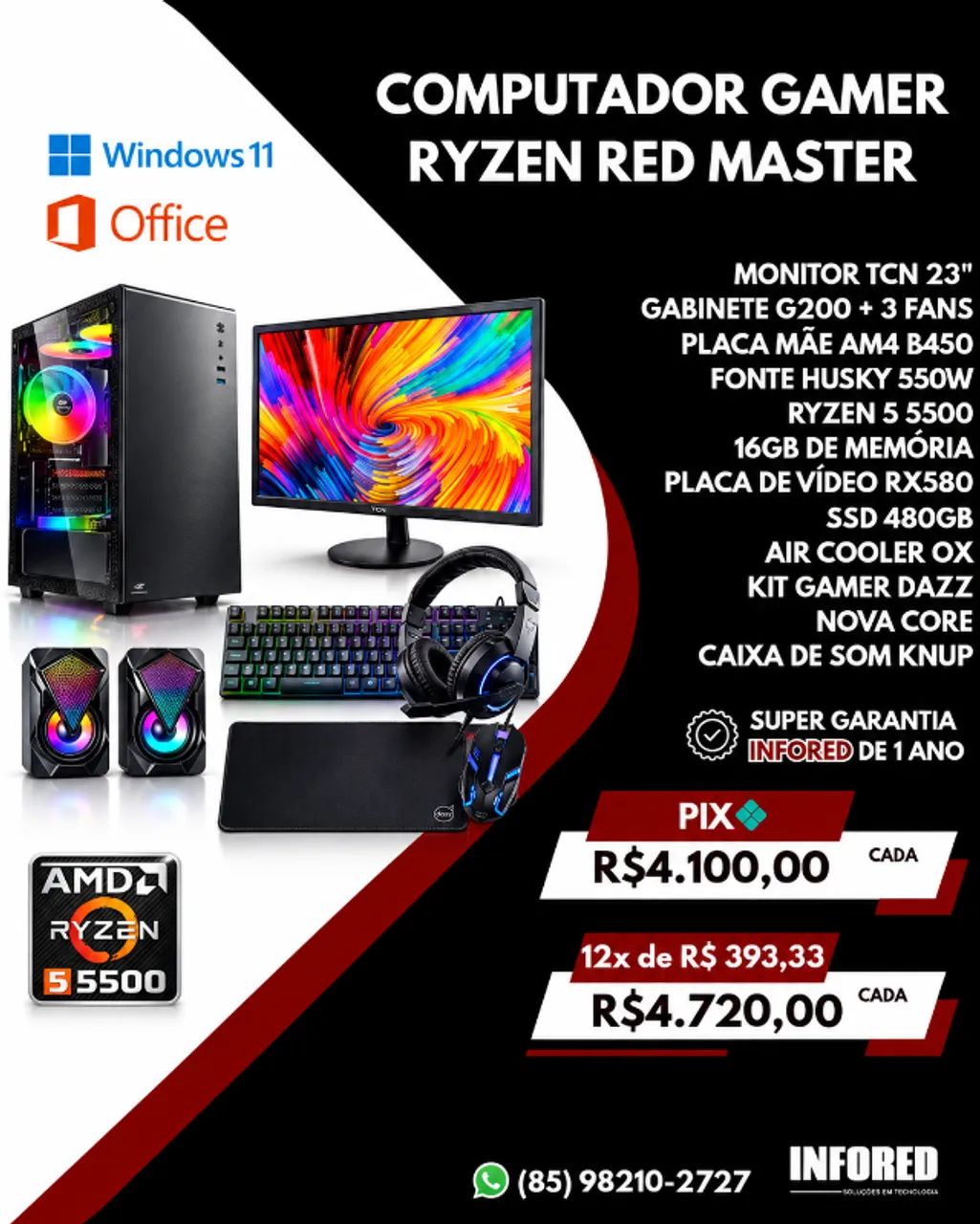 Computador Gamer Ryzen Red Master 