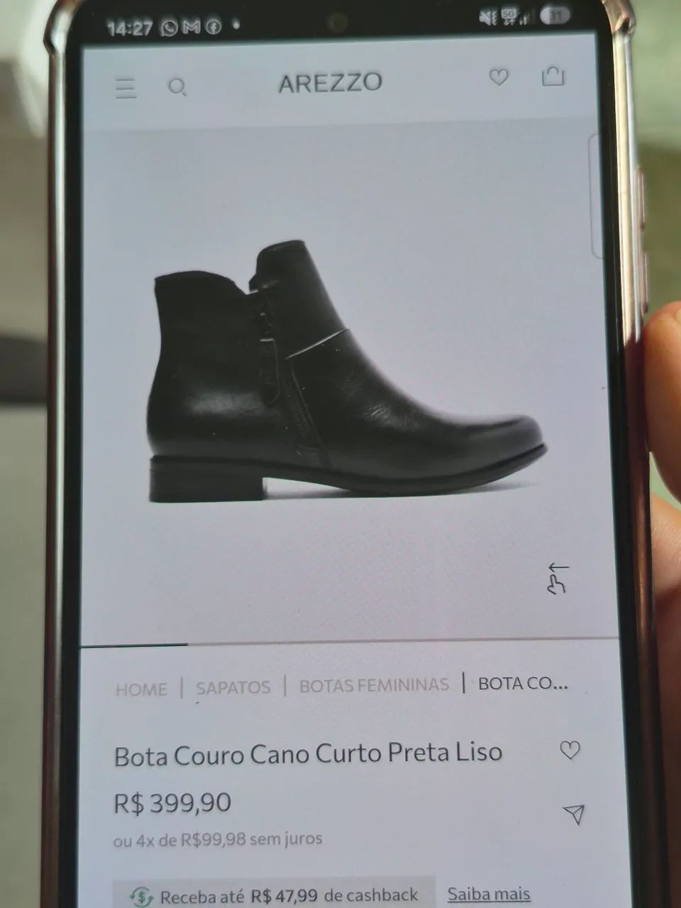 Bota couro Cano curto feminino - Foto 5