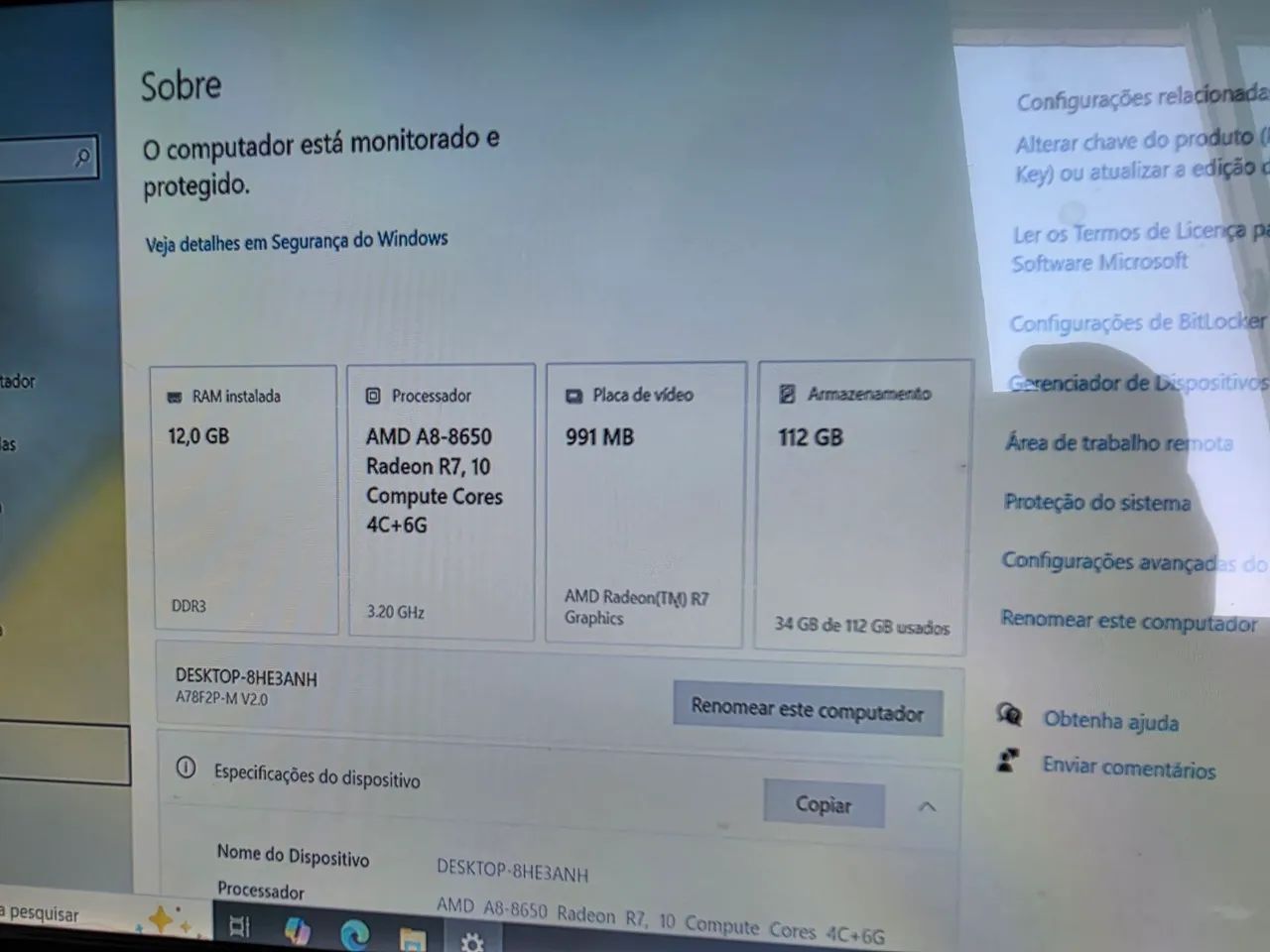 PC AMD 12GB DE RAM COM SSD - Foto 3