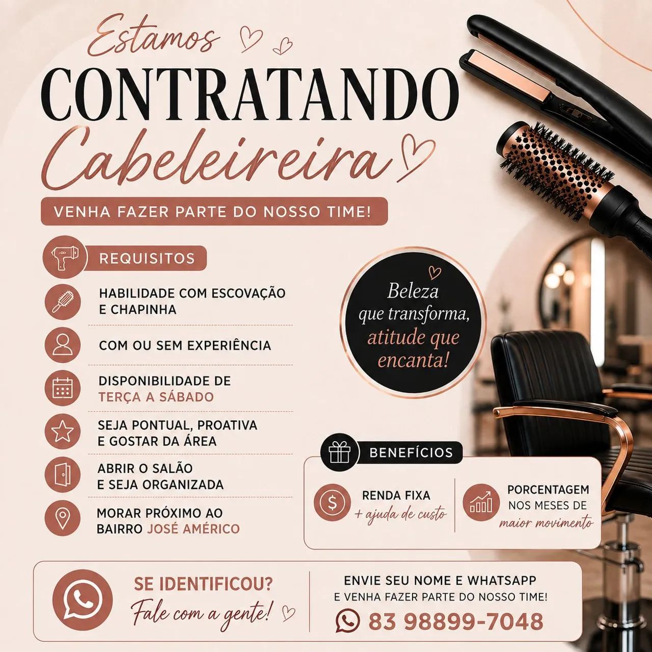 Vaga para Cabeleireira 