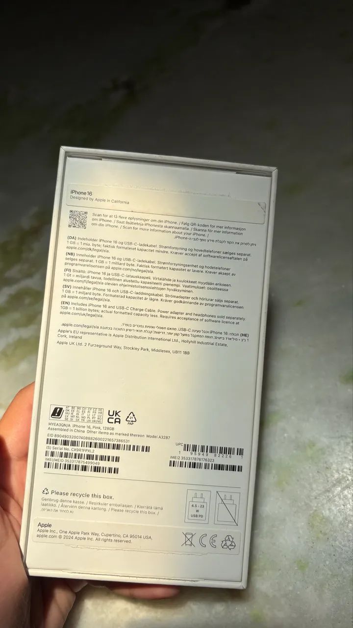 Caixa Original iPhone 16 128GB Rosa (UK) + Manuais e Chave SIM - Foto 4
