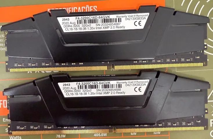 Kit Memórias DDR4 64gb(2x32) 3200MHZ Gskill- Loja física - Memória