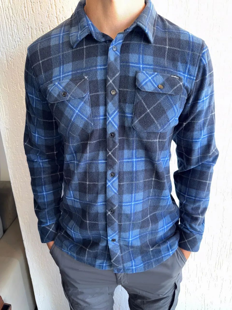 Camisa Fleece Oneill xadrez azul