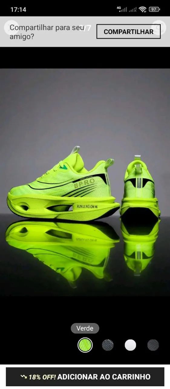 Tênis Corrida Verde Confortável (NOVO!) - Foto 3