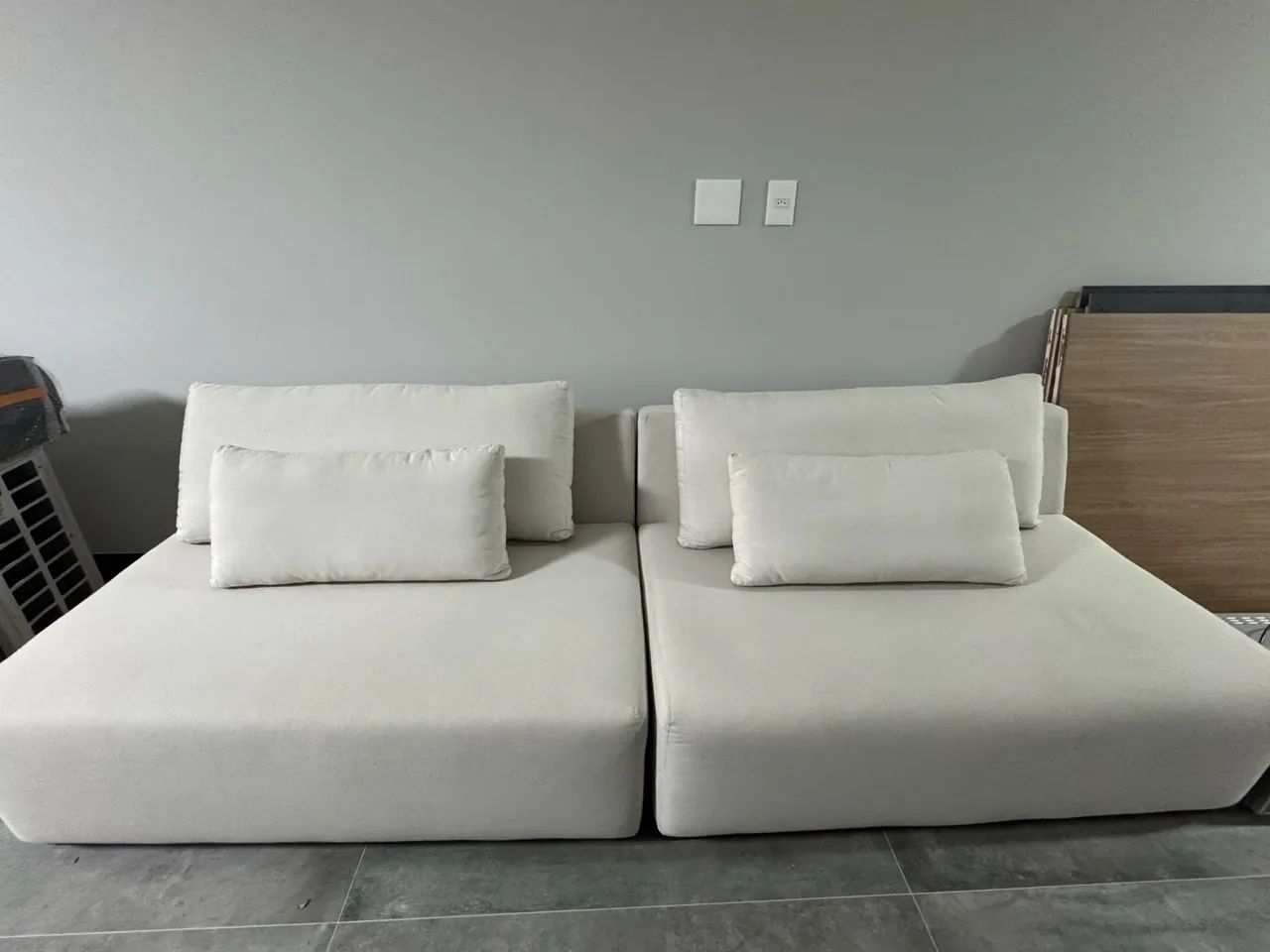 Sofá Modular Off White 2 Módulos - 3 metros 