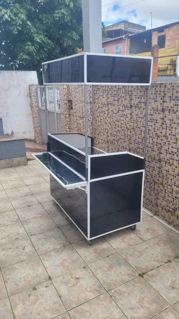 CARRINHO PARA LANCHES EM FERRO E ACM COM BALCÃO INOX + CHAPA 80CM E MOLHEIRA - Foto 4