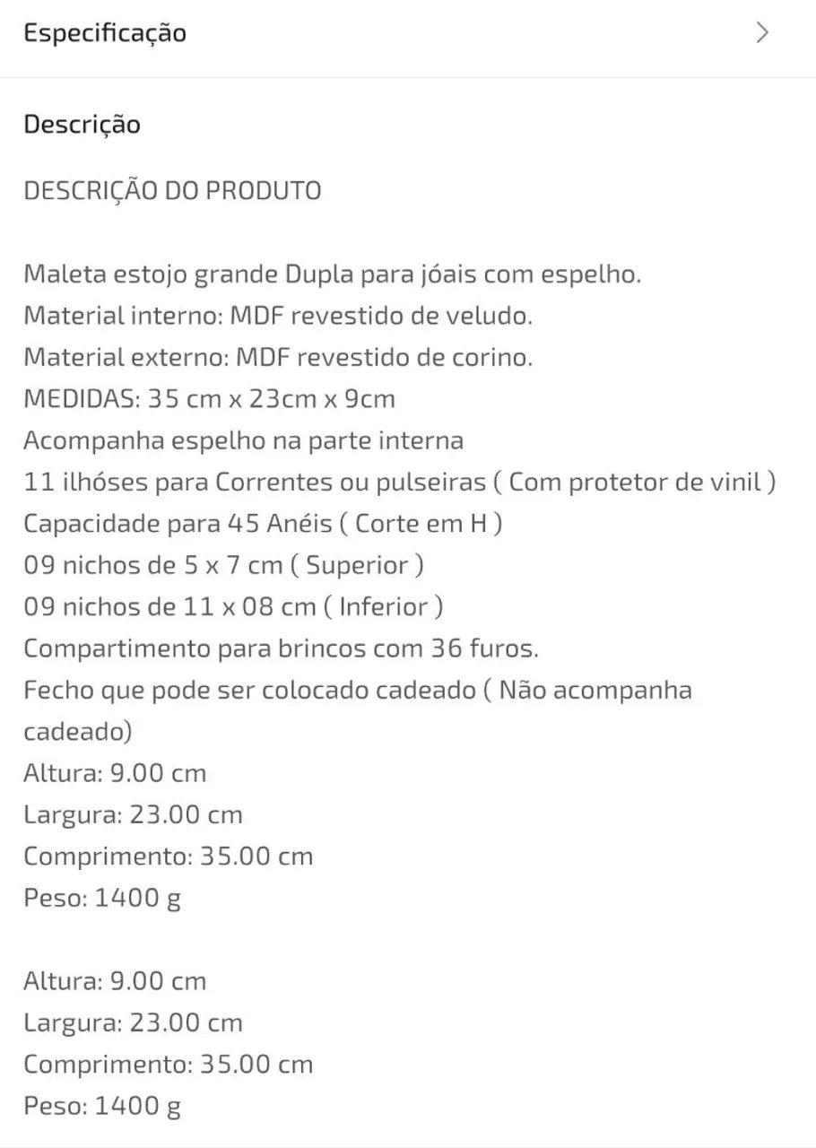 Maleta porta jóias grande  - Foto 5