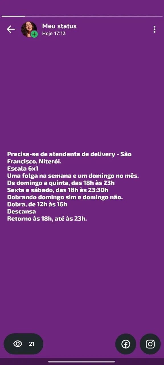 Atendente de delivery noturno