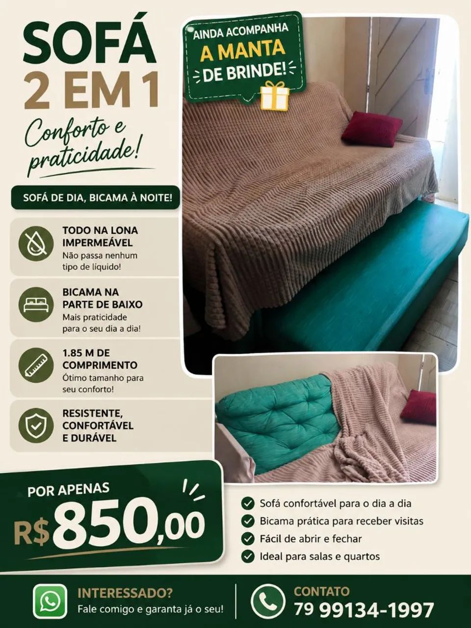 Sofá 3 lugares 